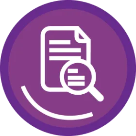 Icon of a magnifying glass on a document for viewing FINTEPLA® efficacy data.