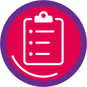 Icon of a clipboard to review helpful resources 