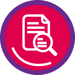 Icon of a magnifying glass on a document for viewing FINTEPLA efficacy