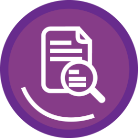 Icon of a magnifying glass on a document for viewing FINTEPLA® efficacy data.